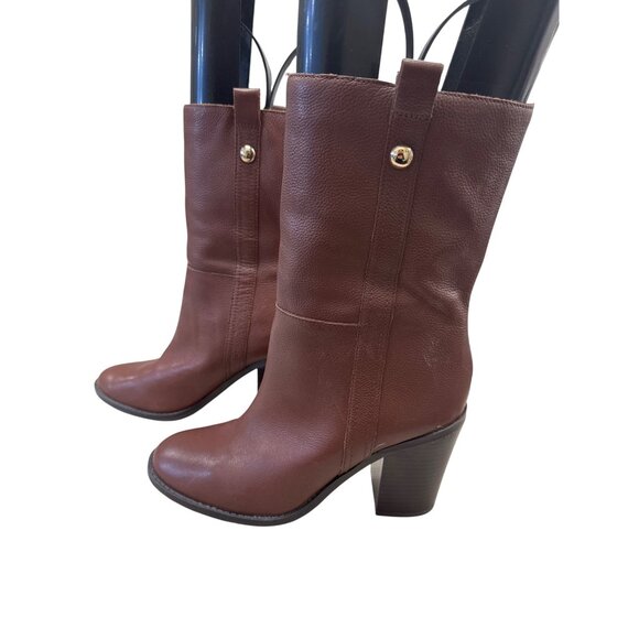 Nine West Womens Brown Leather retro Y2K Mid Calf Boots Size 10M SKU 7171 - Picture 4 of 10